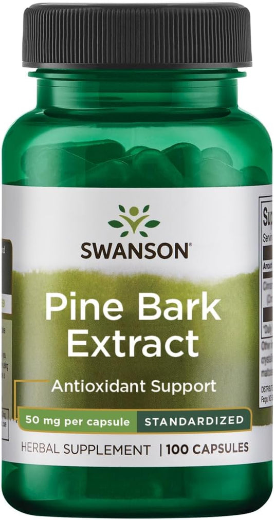 100 Capsules of Swanson Pine Bark Extract, 50mg per Capsule for Antioxidant Support
