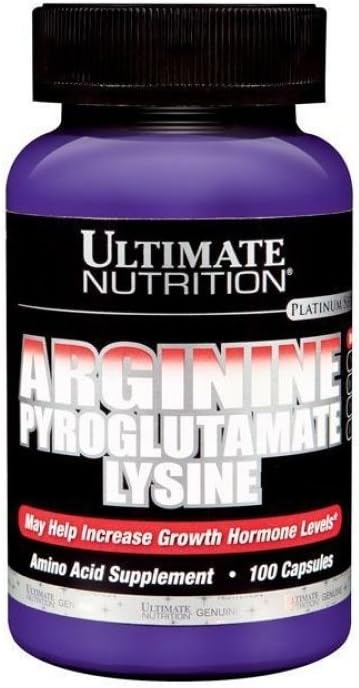 100 Capsules of Ultimate Nutrition Arginine Pyroglutamate Lysine Nitric Oxide Precursor Supplement