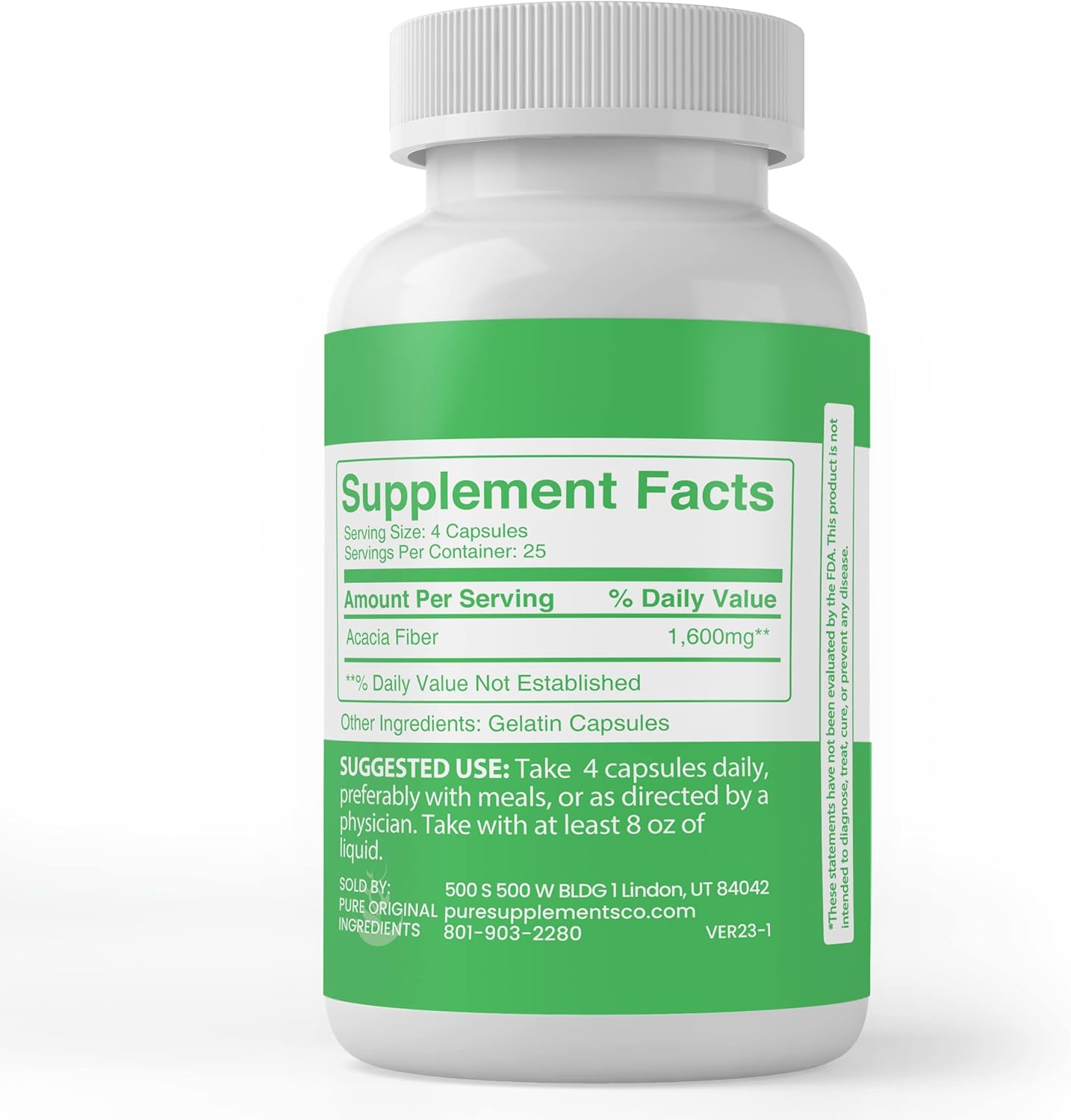 100 Capsules Prebiotic Supplement with Pure Original Ingredients - Lab Verified, No Additives