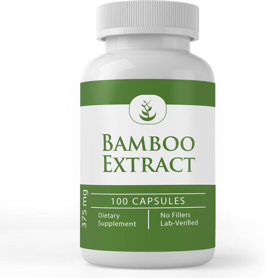 100 Capsules Pure Bamboo Extract with Original Ingredients, Lab Verified, No Additives or Fillers