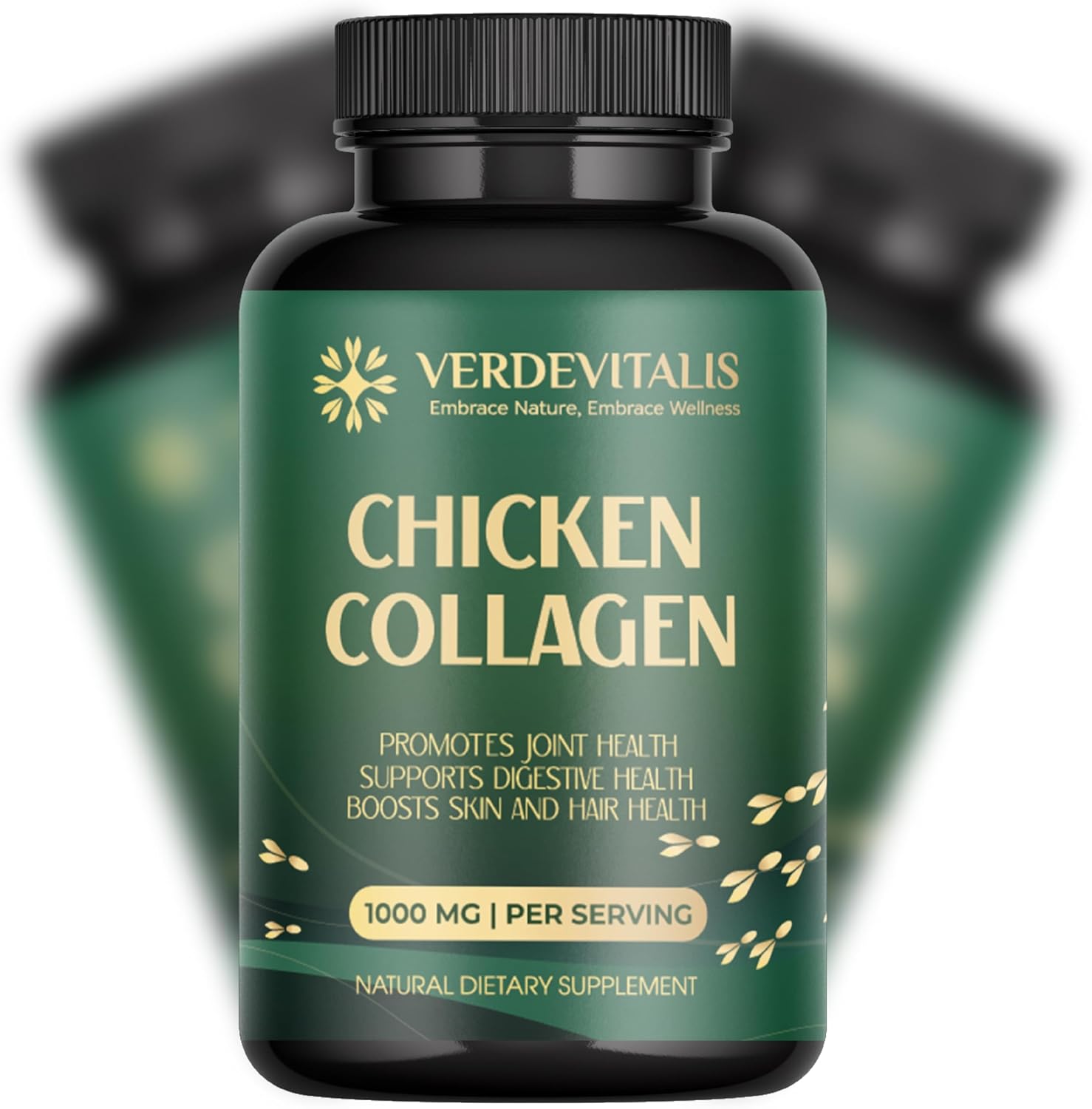 100 Chicken Collagen Capsules - Type II Collagen for Joints, Skin, & Bones - Non-GMO Anti-Aging Supplement with Hydrolyzed Peptides