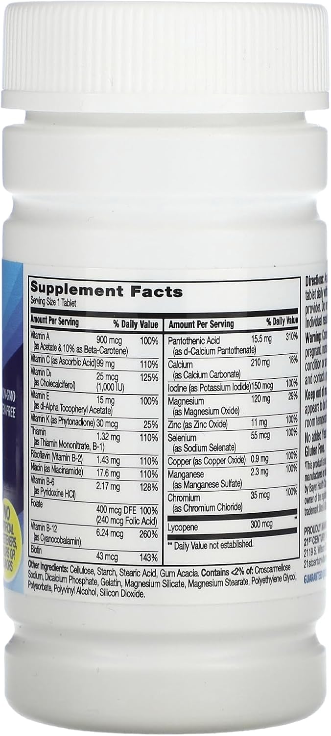 100 Count 21st Century Men's Health Daily Multivitamin Tablets