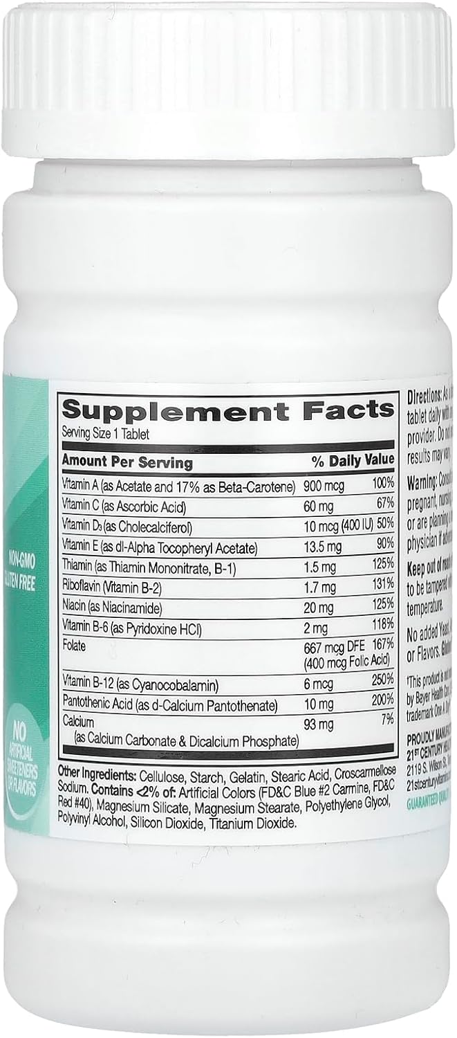 100 Count 21st Century One Daily Essential Tablets - Daily Multivitamin Supplement