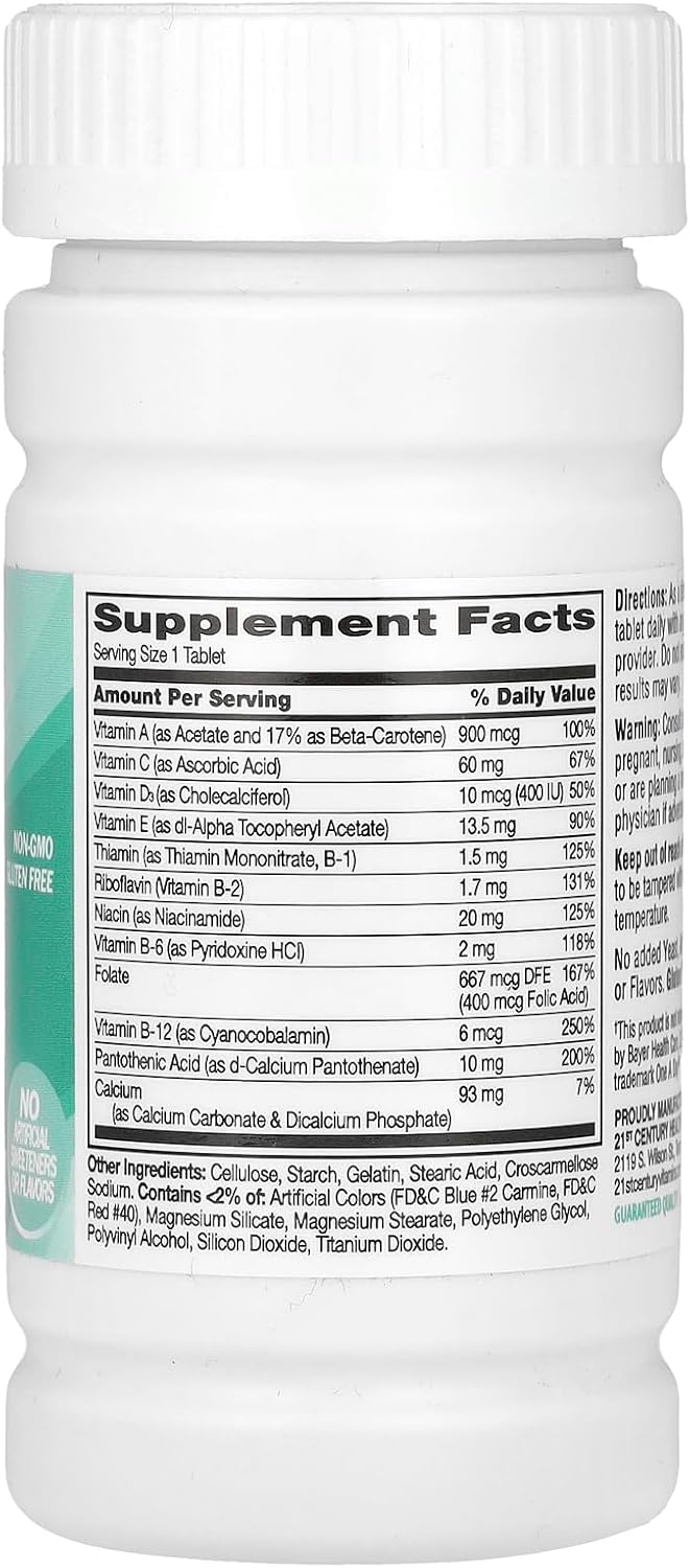 100 Count 21st Century One Daily Essential Tablets - Daily Multivitamin Supplement