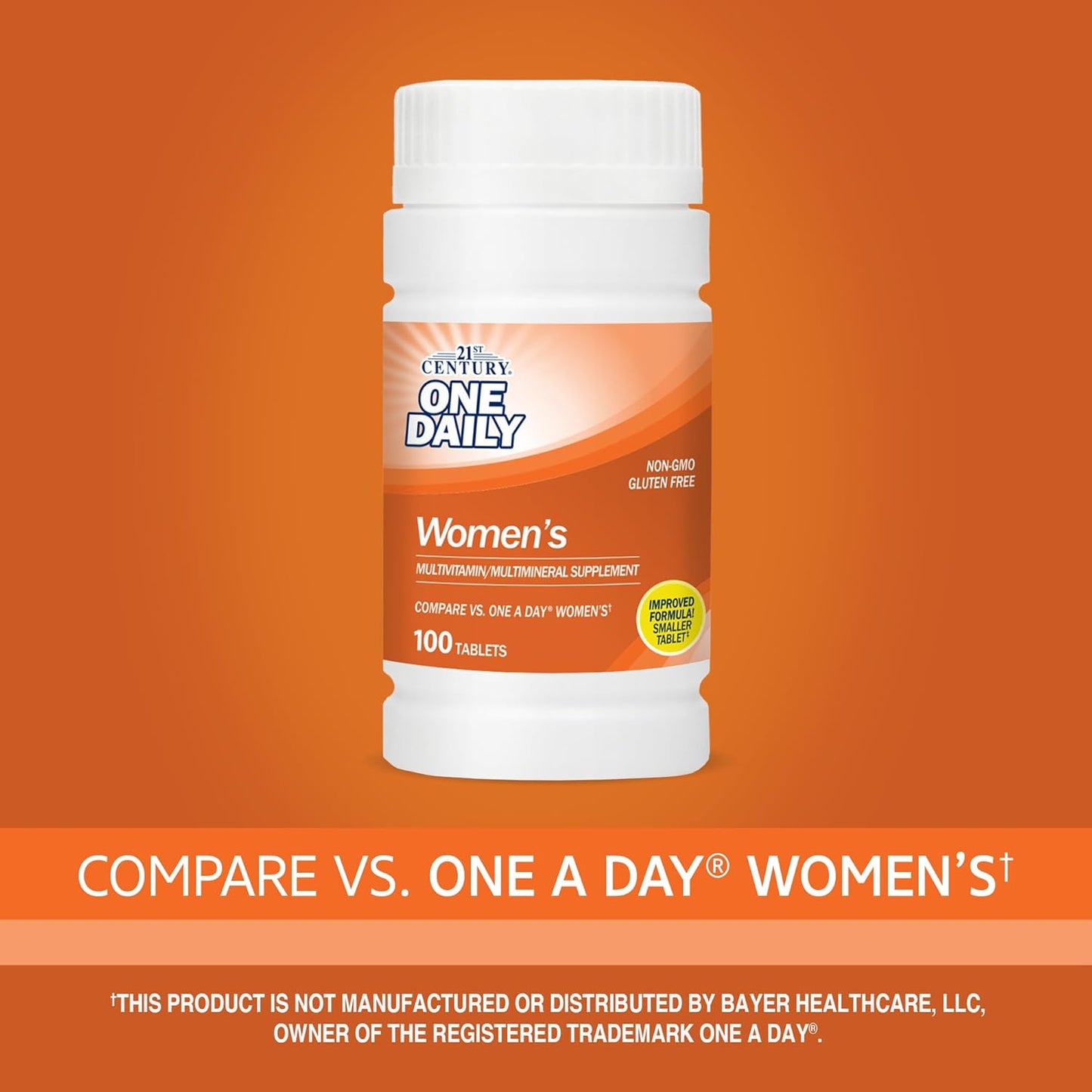 100 Count 21st Century One Daily Women's Tablets - Daily Multivitamin for Women with Essential Nutrients