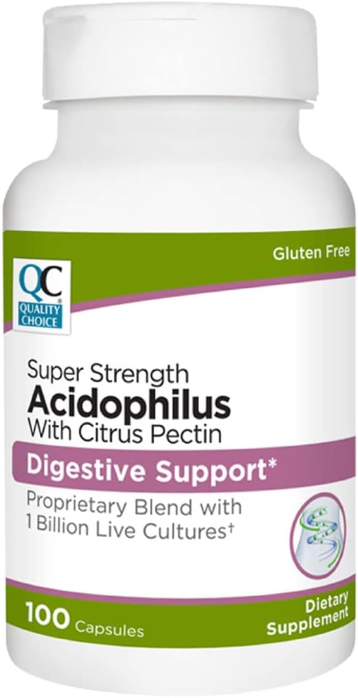 100 Count Acidophilus with Citrus Pectin Capsules for Digestive Support - High Quality Formula