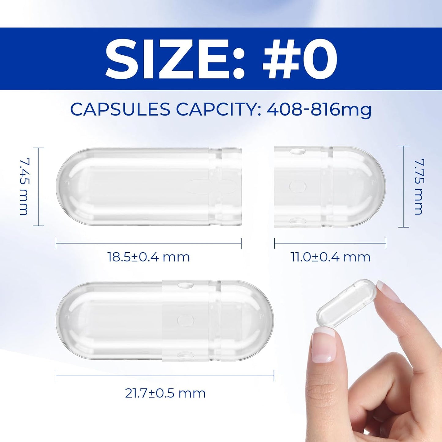 100 Count Angtai JN Size 0 Clear Fillable Vegetarian Capsules with Micro Lab Spoons for DIY Supplements