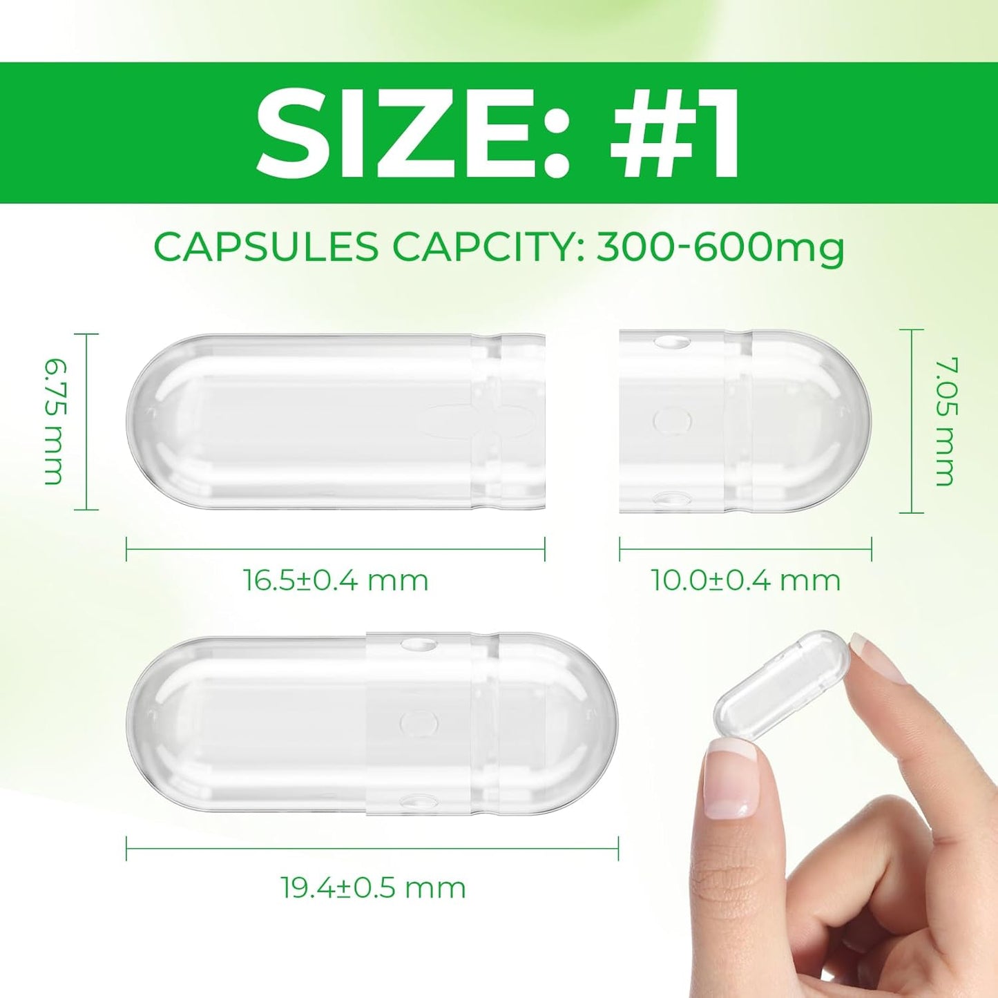 100 Count Angtai JN Size 1 Vegan Clear Empty Capsules - Vegetarian Veggie Pill Capsules