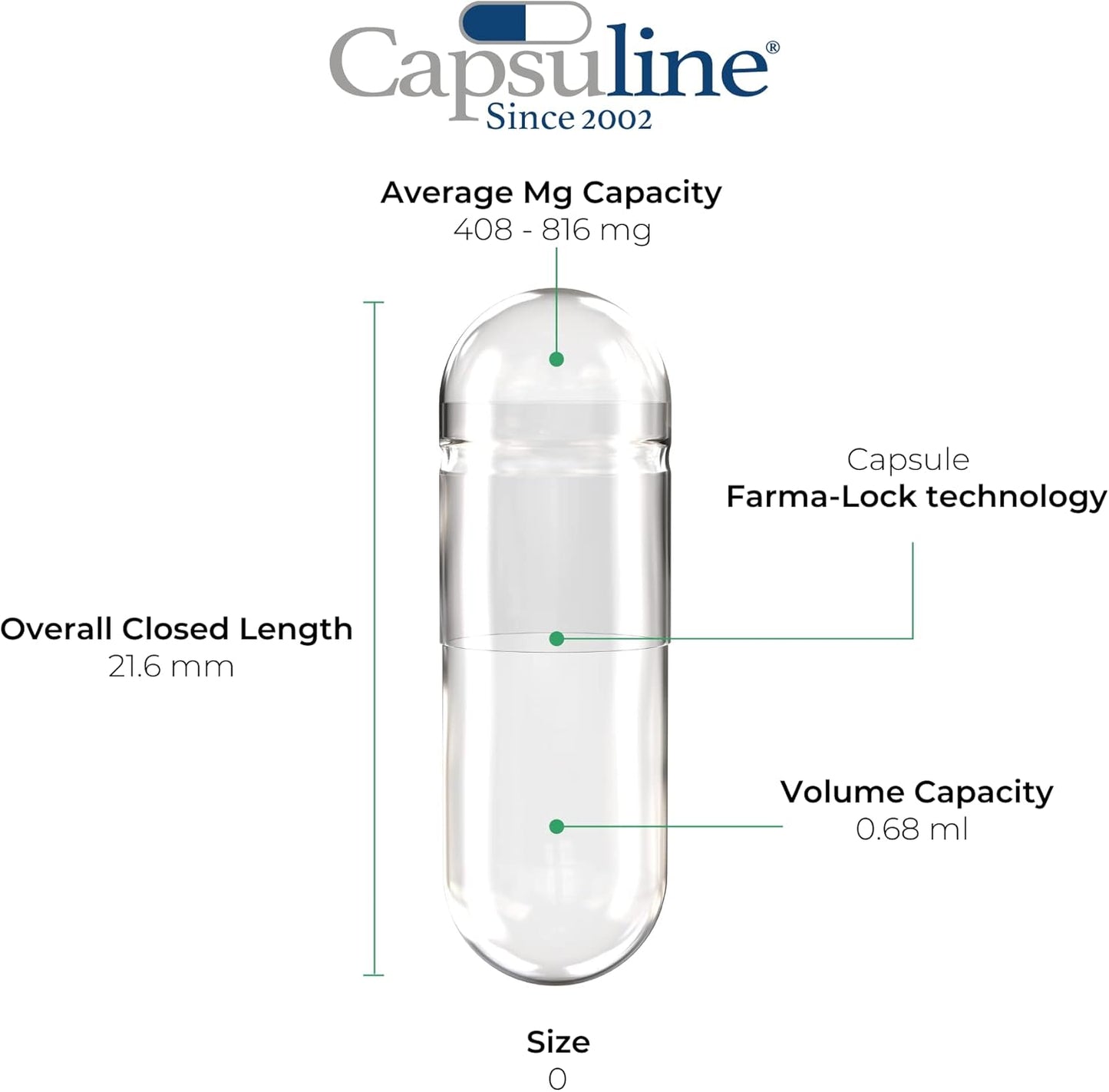 100 Count Capsuline Blue/Blue Size 0 Empty Vegan Capsules for DIY Vegetable Capsule Filling - Kosher and Halal Certified