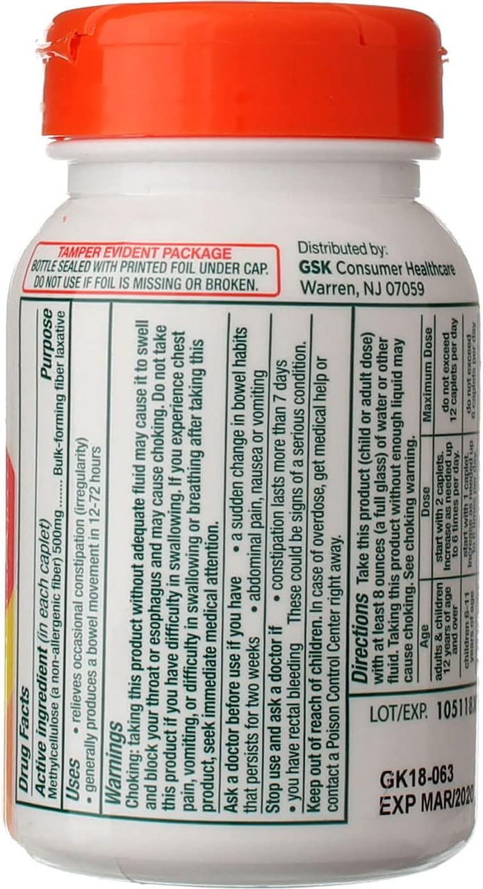 100 Count Citrucel Caplets for Gentle Constipation Relief