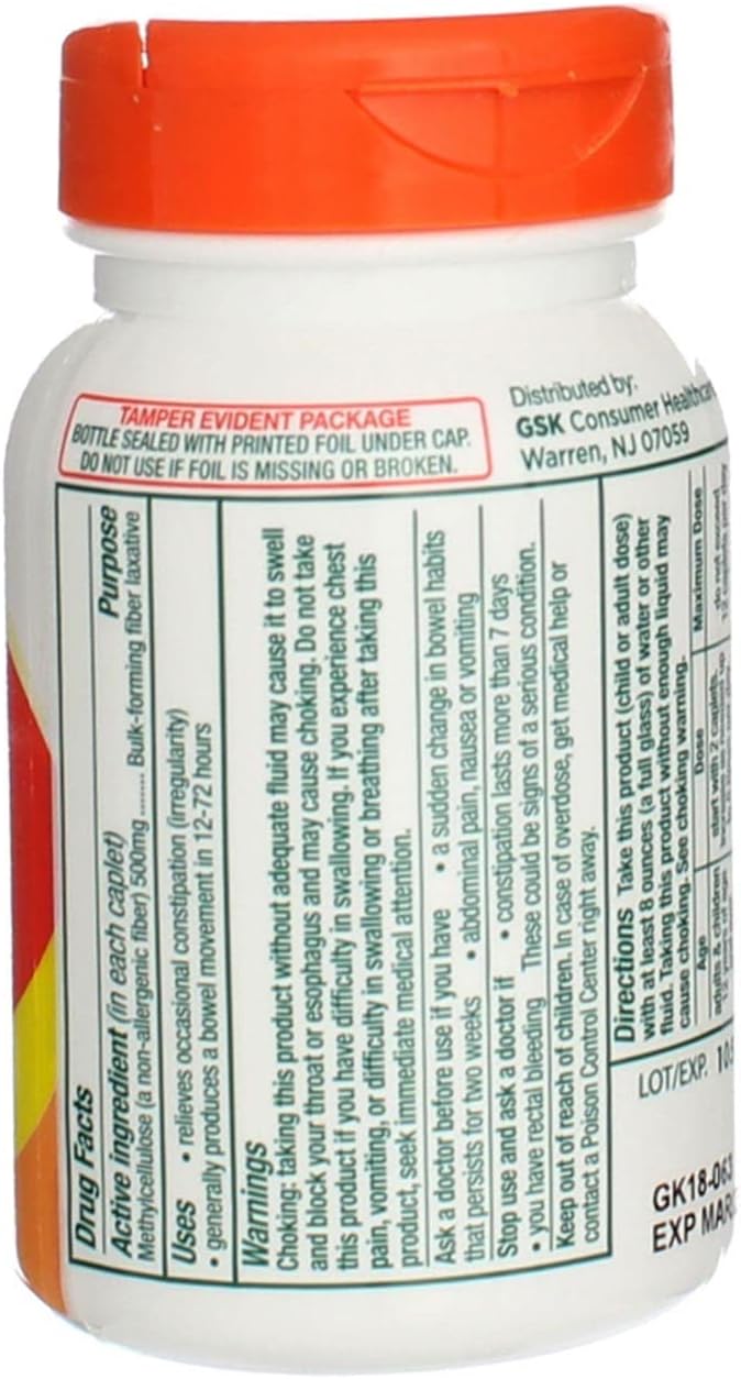 100 Count Citrucel Caplets for Gentle Constipation Relief
