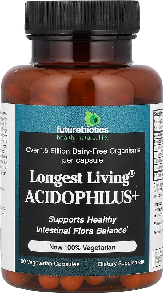 100-Count Futurebiotics Longest Living Acidophilus Plus Capsules for Gut Health