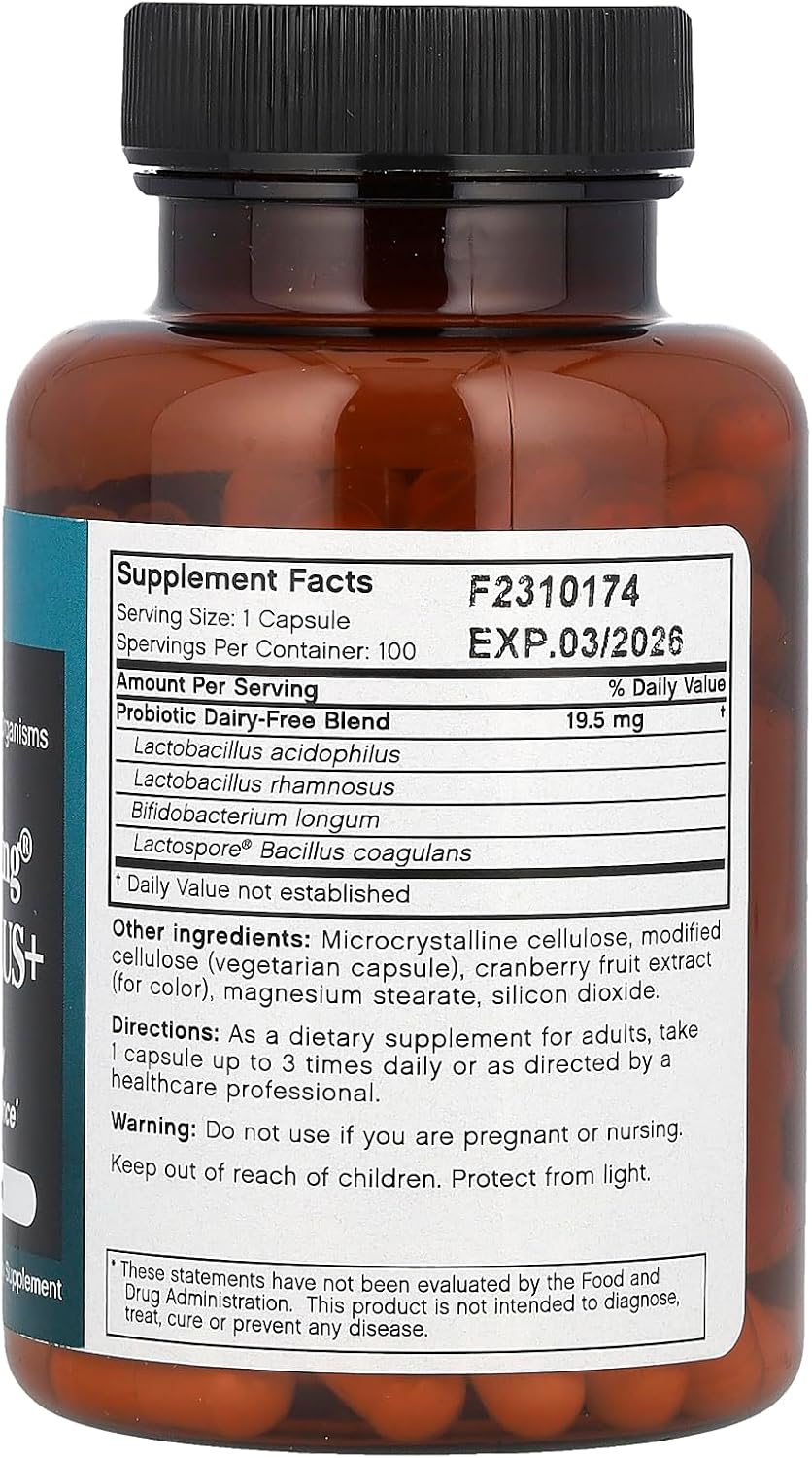 100-Count Futurebiotics Longest Living Acidophilus Plus Capsules for Gut Health