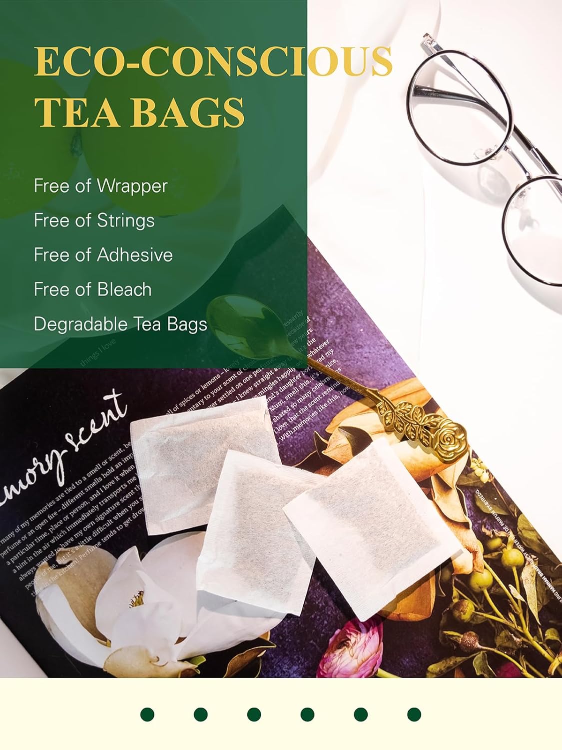 100 Count GLDNT Organic Green Tea Bags - Pure Natural Super Antioxidant with Caffeine