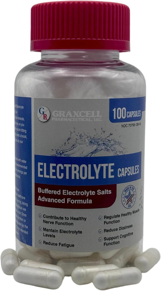 100 Count Graxcell Electrolyte Capsules for Hydration and Muscle Recovery