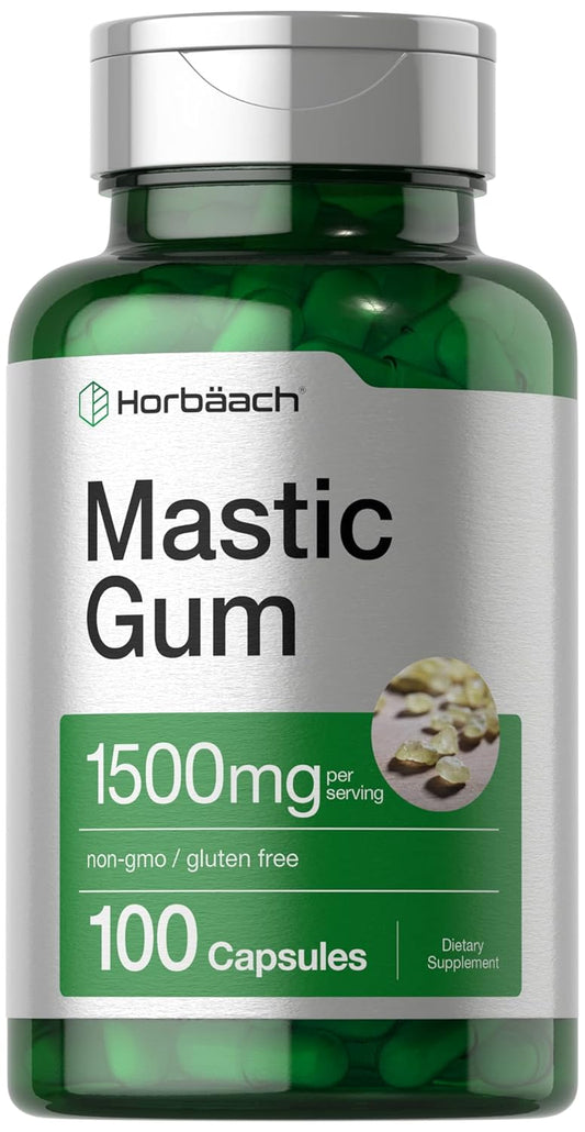 100 Count Horbäach Mastic Gum Capsules - 1500mg | Non-GMO & Gluten-Free Formula