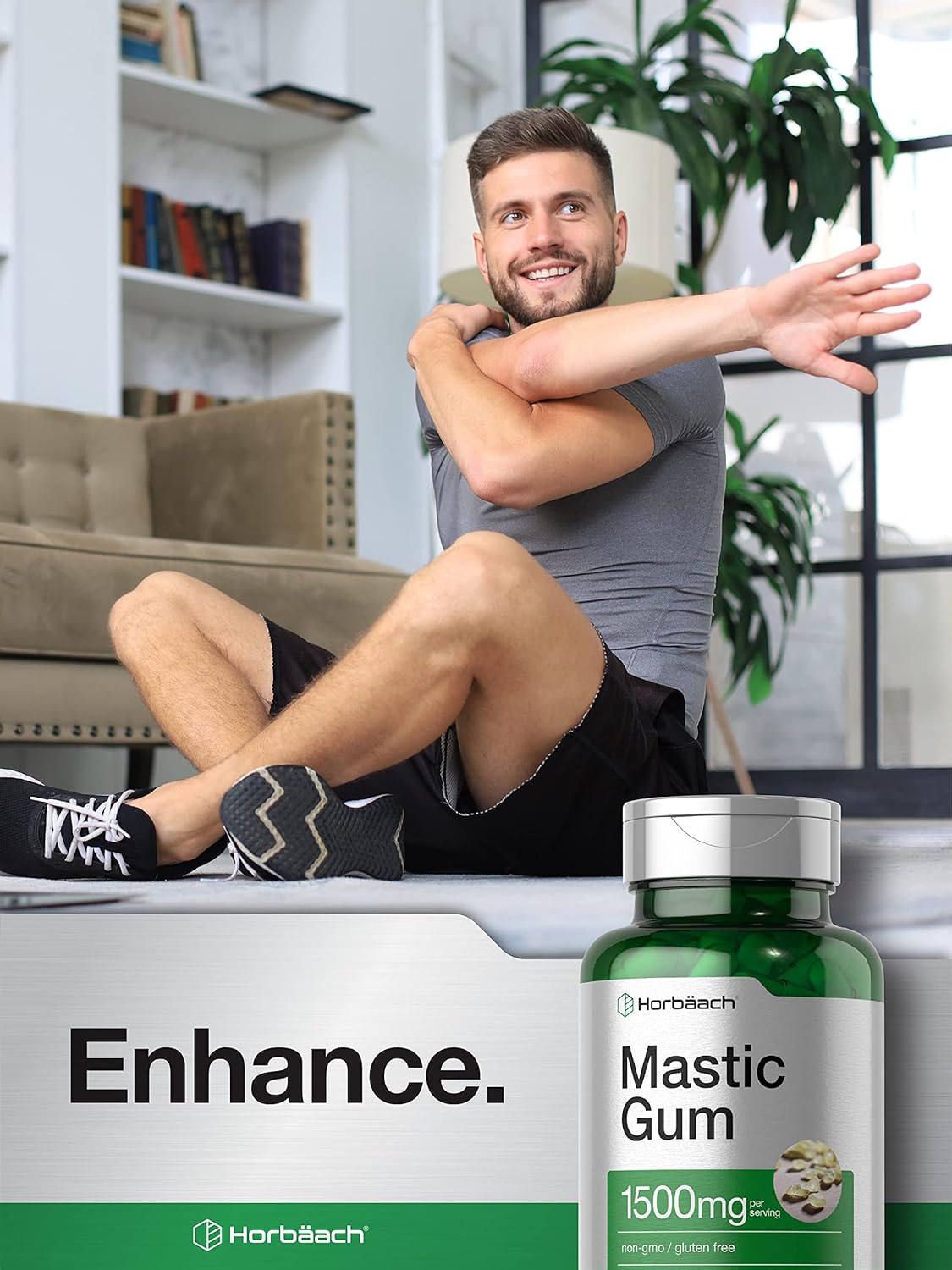 100 Count Horbäach Mastic Gum Capsules - 1500mg | Non-GMO & Gluten-Free Formula