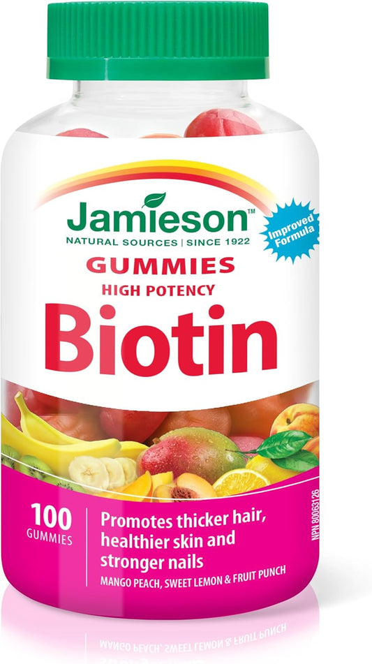 100 Count Jamieson High Potency Biotin Gummies for Hair, Skin, and Nails Boost