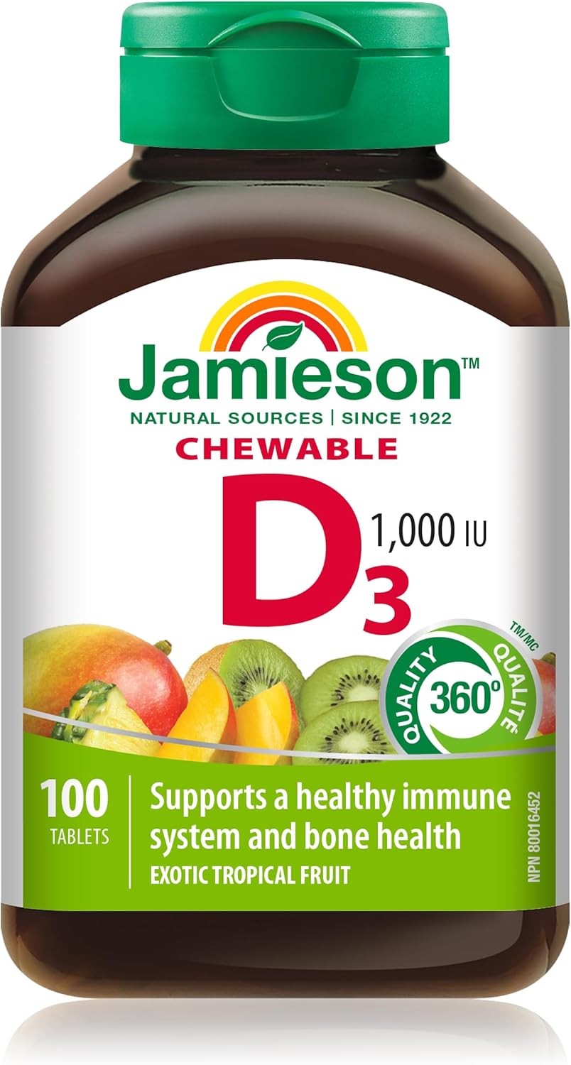 100 Count Jamieson Laboratories Natural Tropical Flavor Chewable Vitamin with 1,000 LU