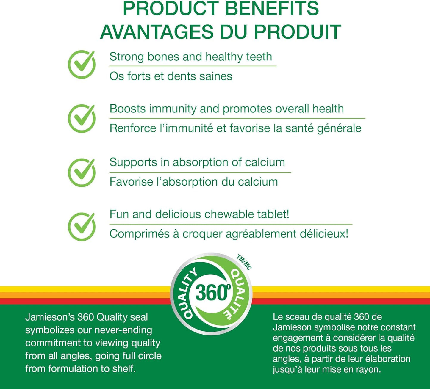 100 Count Jamieson Laboratories Natural Tropical Flavor Chewable Vitamin with 1,000 LU