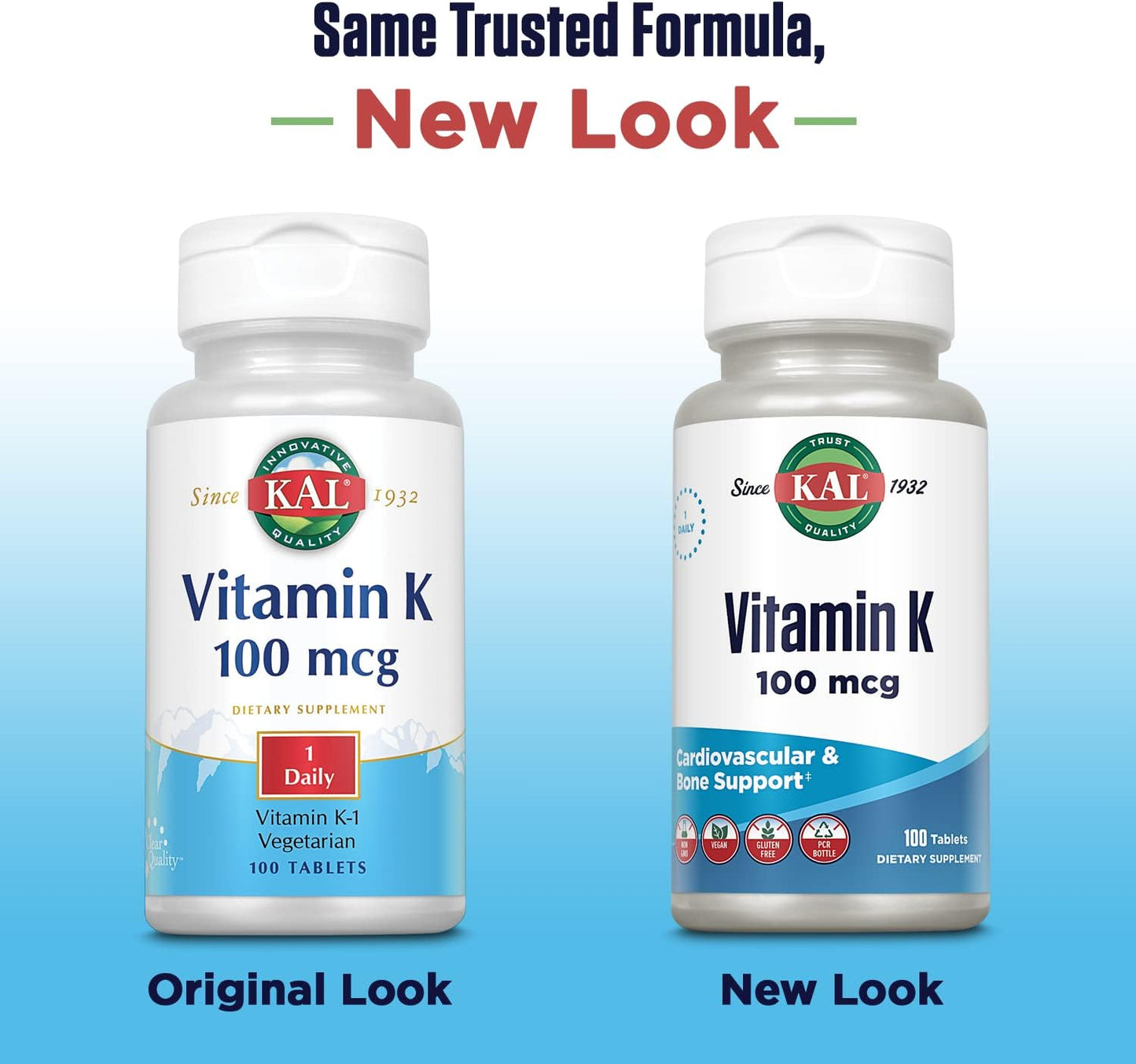 100 Count Kal 100 Mcg Vitamin K1 Tablets for Bone Health and Blood Clotting Support