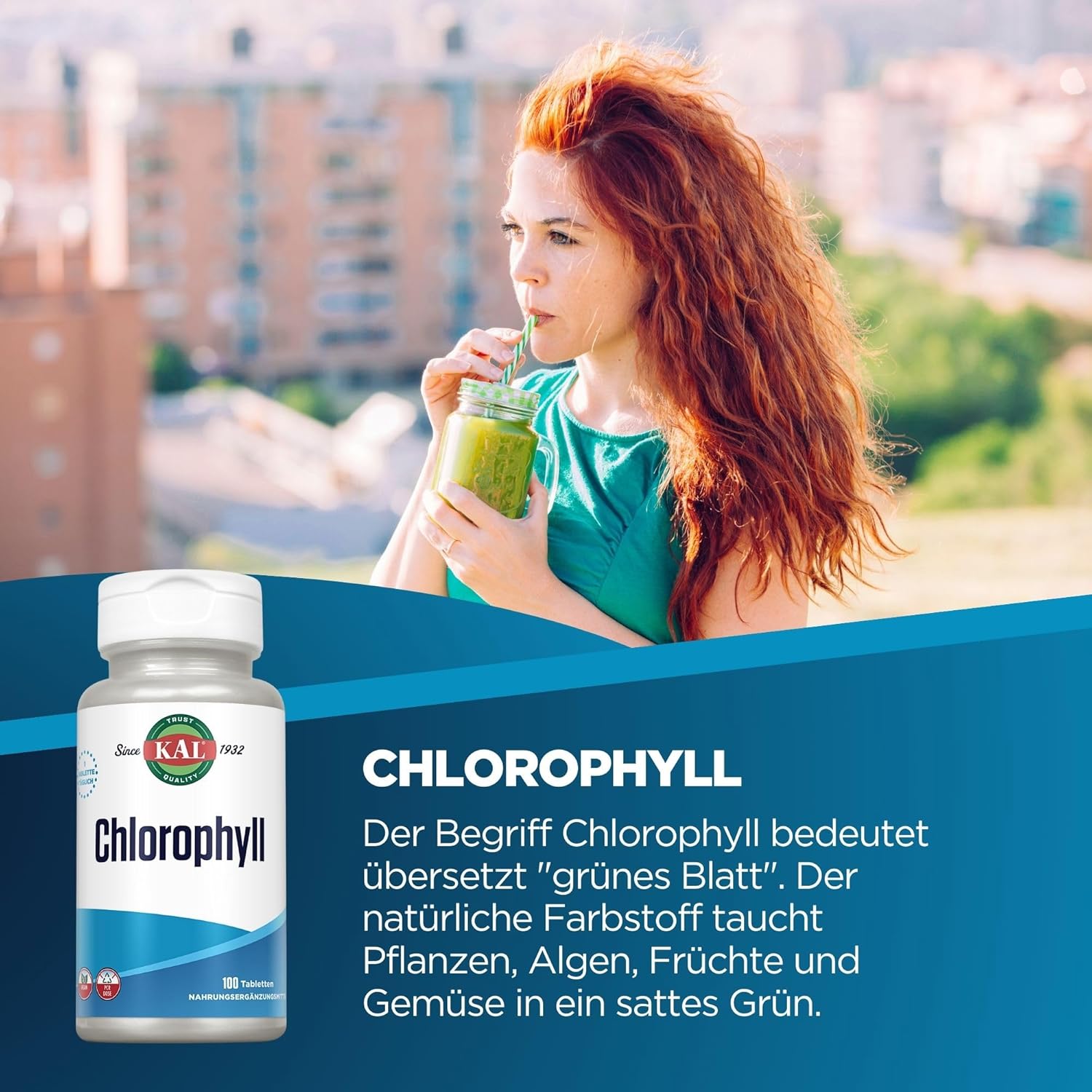 100 Count KAL Chlorophyll Tablets - 20 mg, Natural Detox and Digestive Support