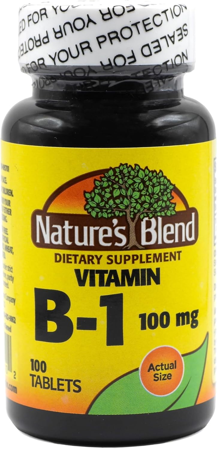 100 Count Nature's Blend Vitamin B-1 TB 100MG Tablets for Energy and Metabolism Support