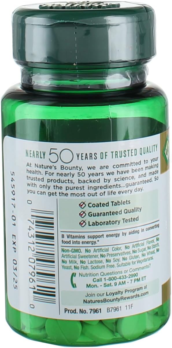 100 Count Nature's Bounty Energy Health Biotin Coated Tablets - 1000 mcg - One Pack