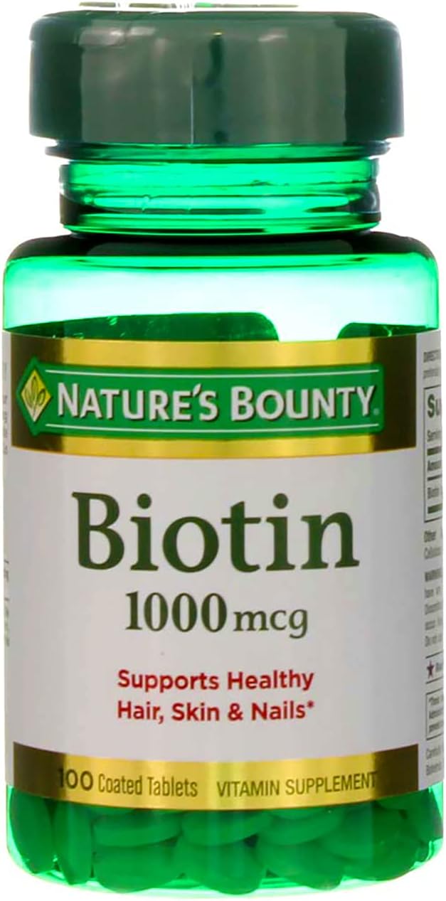 100 Count Nature's Bounty Energy Health Biotin Coated Tablets - 1000 mcg - One Pack