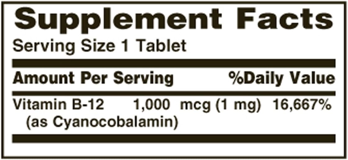 100 Count Nature's Bounty Vitamin B-12 1000 mcg Tablets for Energy Support