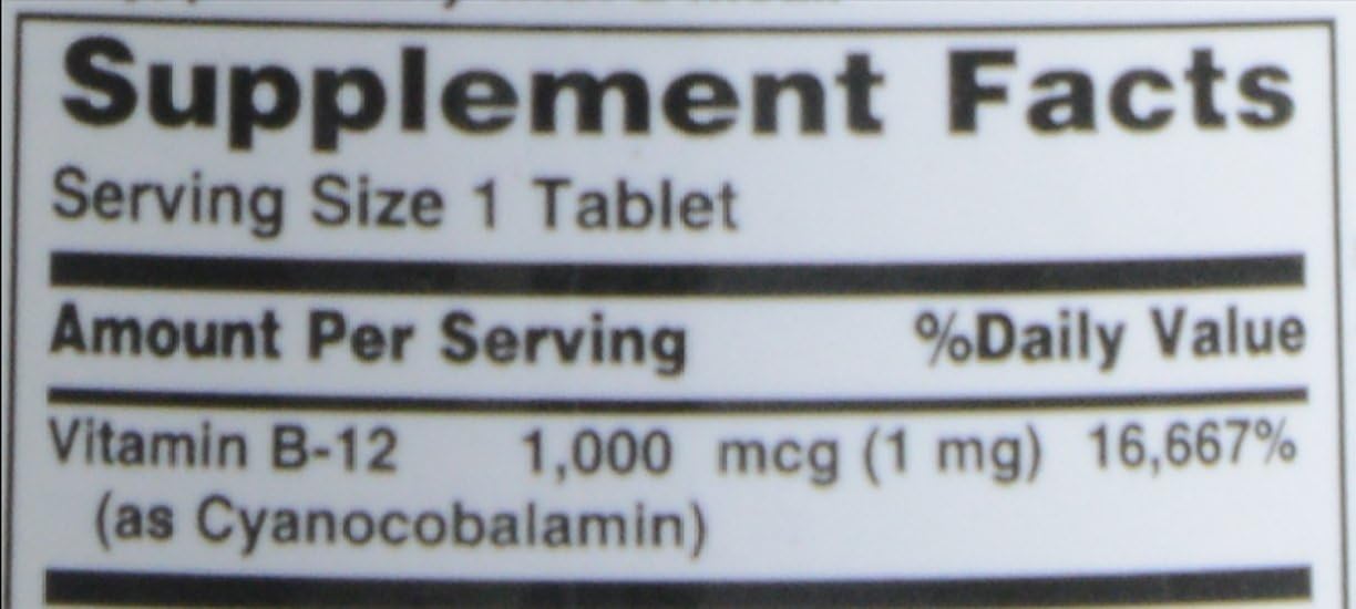 100 Count Nature's Bounty Vitamin B-12 1000 mcg Tablets for Energy Support