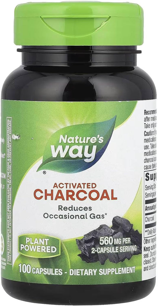 100 Count Nature's Way Activated Charcoal Capsules, 280 mg
