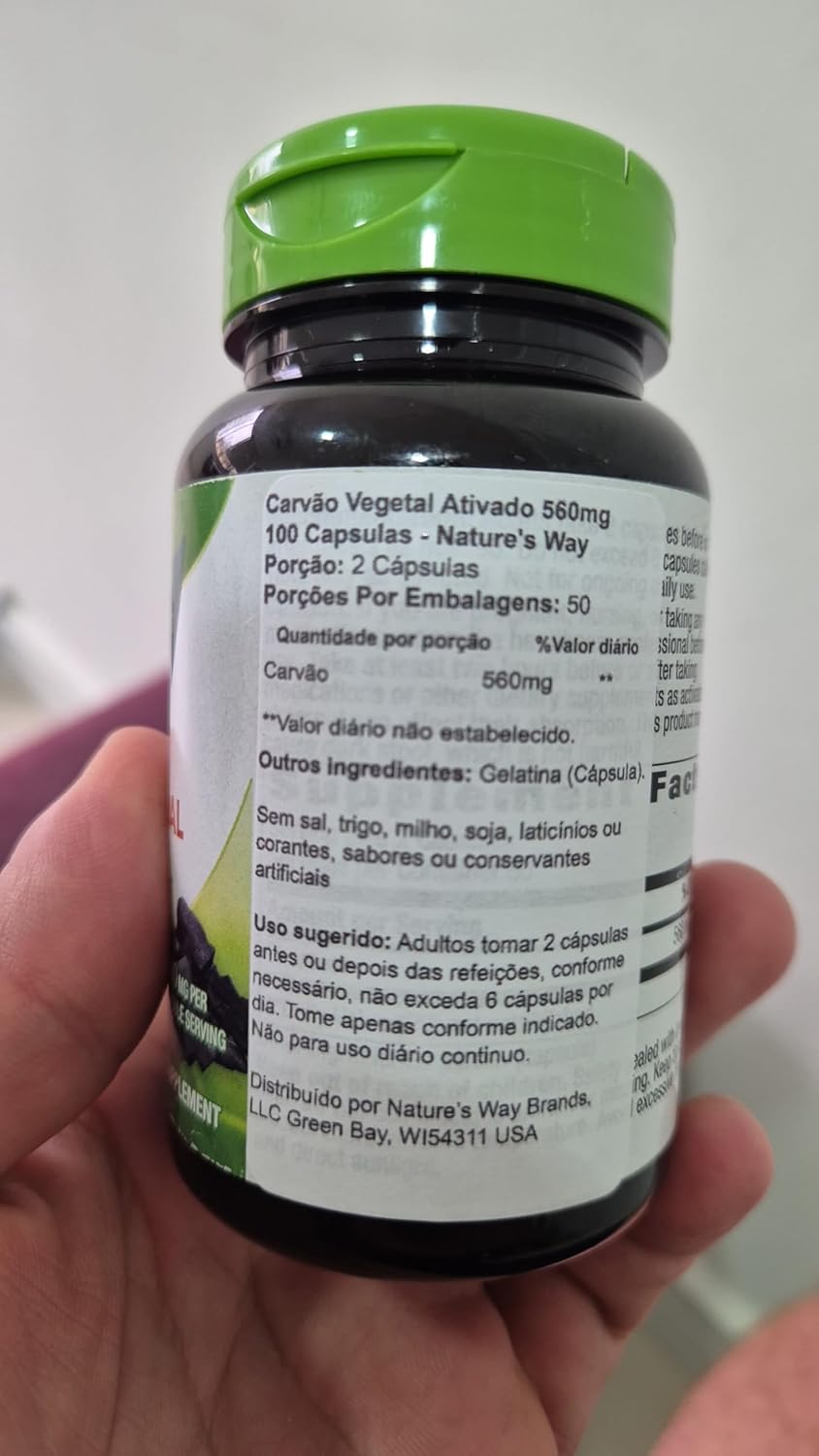 100 Count Nature's Way Activated Charcoal Capsules, 280 mg