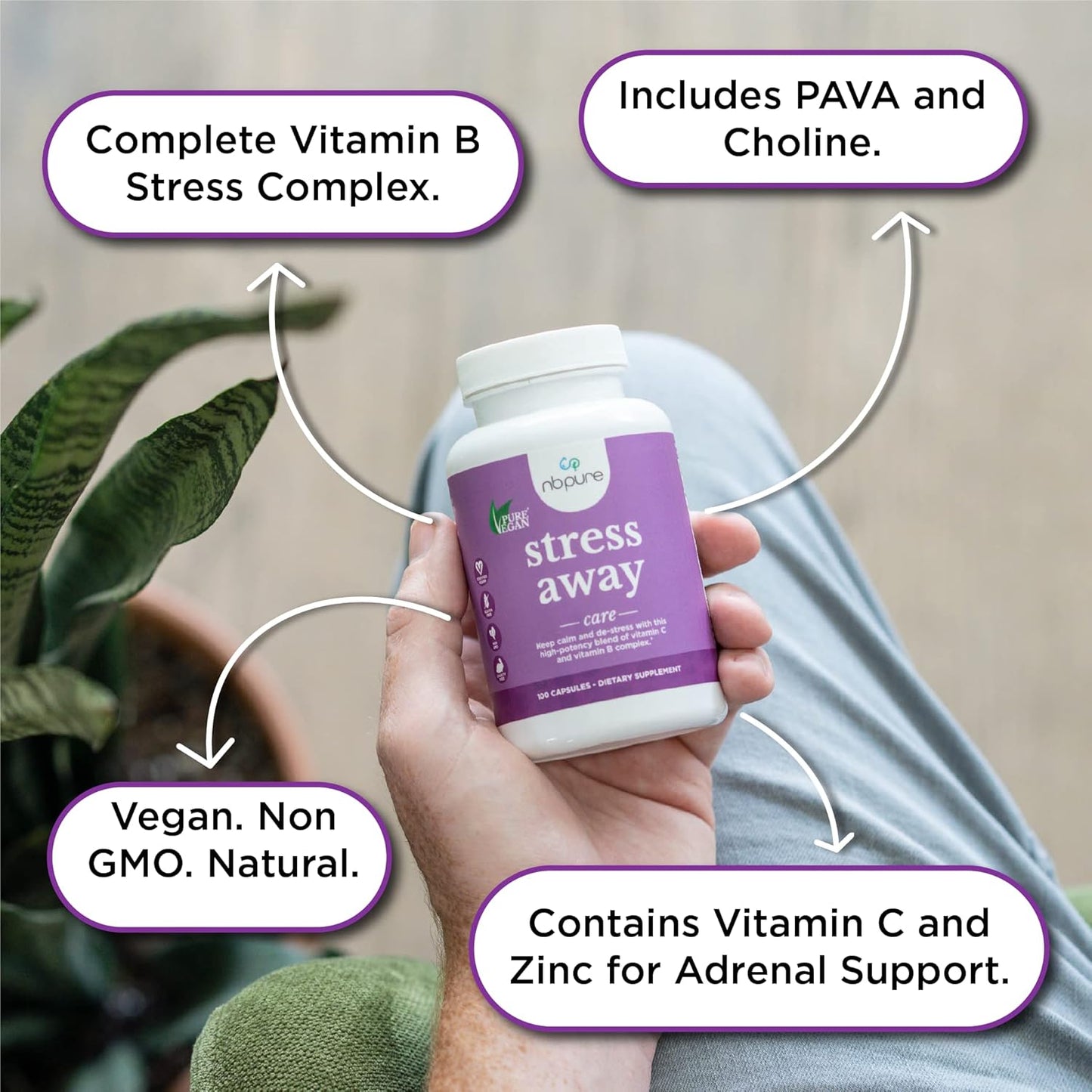 100 Count nbpure Stress Away Capsules - Natural Stress Management Supplement