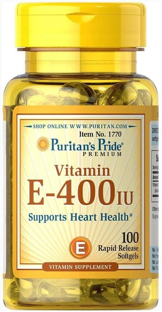 100 Count Puritan's Pride Vitamin E-400 IU Softgels for Immune Support and Antioxidant Protection