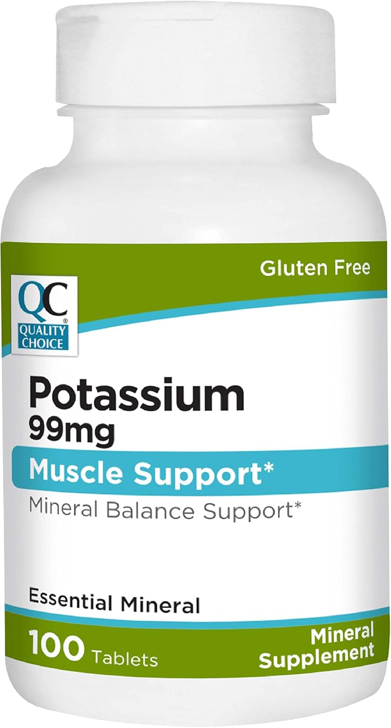 100 Count Quality Choice Potassium 99 mg Tablets - Essential Mineral Supplement