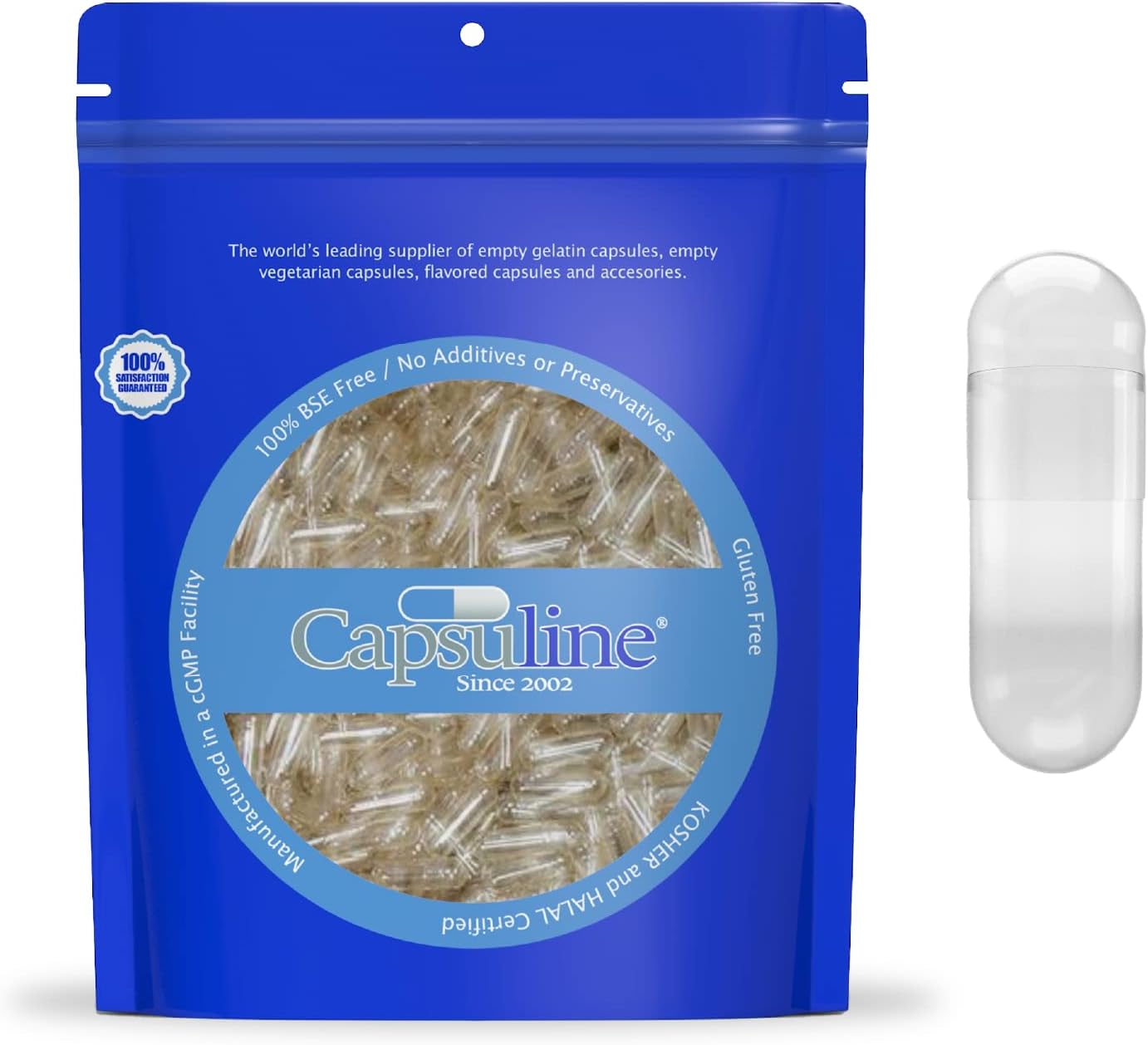 100 Count Size 00 Clear Vegan Capsules for DIY Vegetable Capsule Filling - Kosher, Halal, Non-GMO