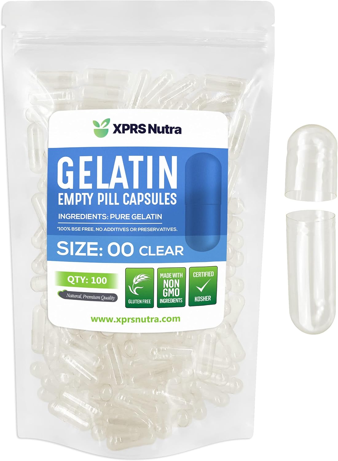 100 Count Size 00 Empty Gelatin Capsules for DIY Capsule Filling