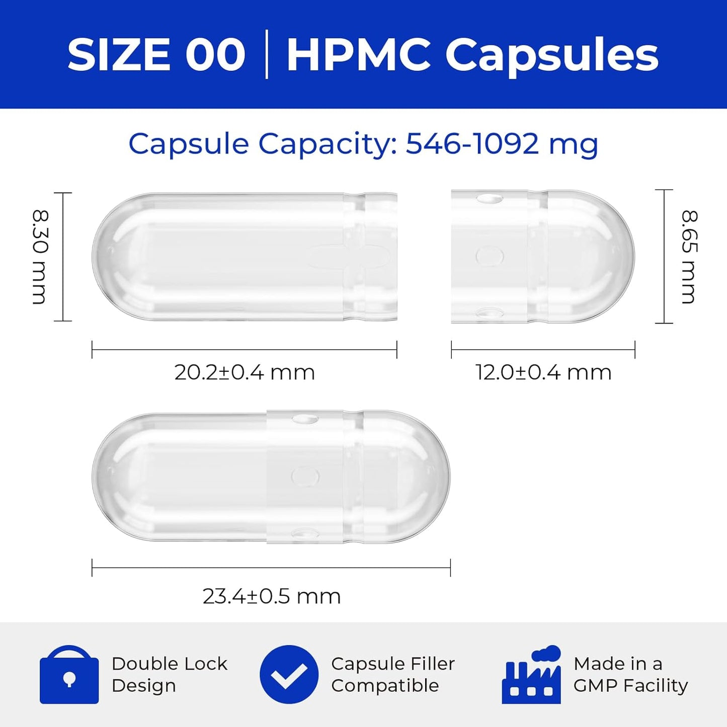 100 Count Size 00 Empty Vegan Capsules for DIY Vegetable Capsule Filling with 2 Micro Lab Spoons