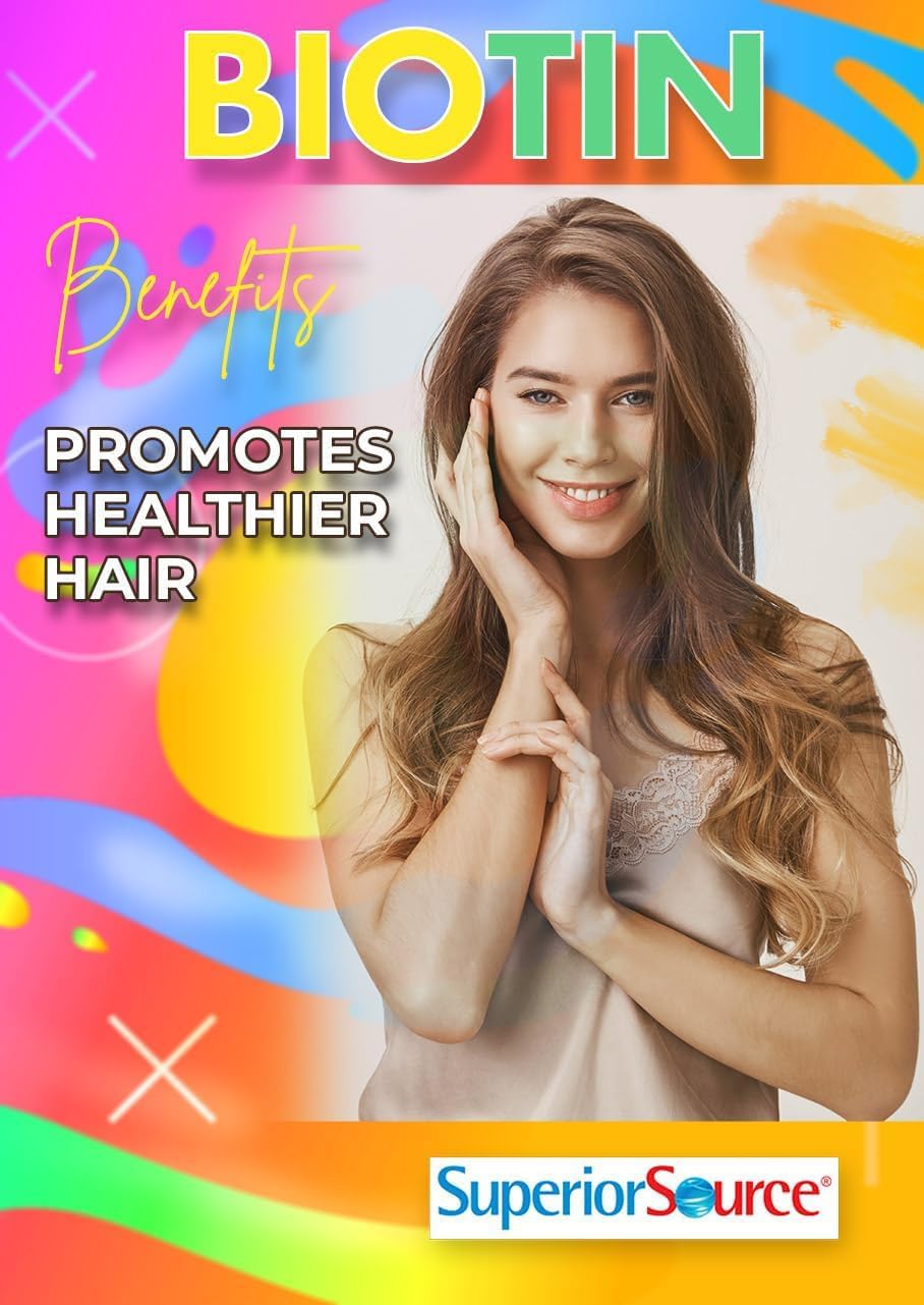 100 Count Superior Source Biotin 1000 mcg Quick Dissolve Tablets for Hair, Skin, Nails - Energy Metabolism Support