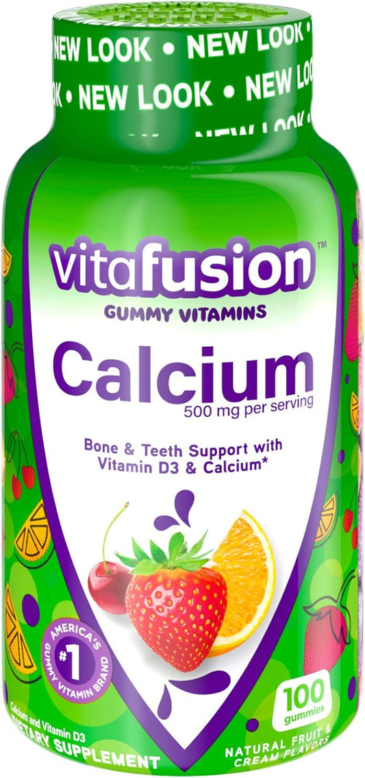 100 Count Vitafusion Adult Gummy Calcium Vitamins for Strong Bones and Teeth