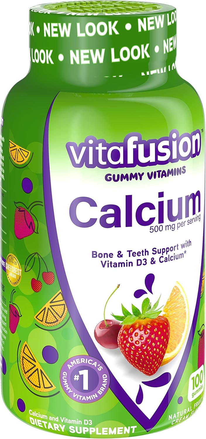 100 Count Vitafusion Adult Gummy Calcium Vitamins for Strong Bones and Teeth