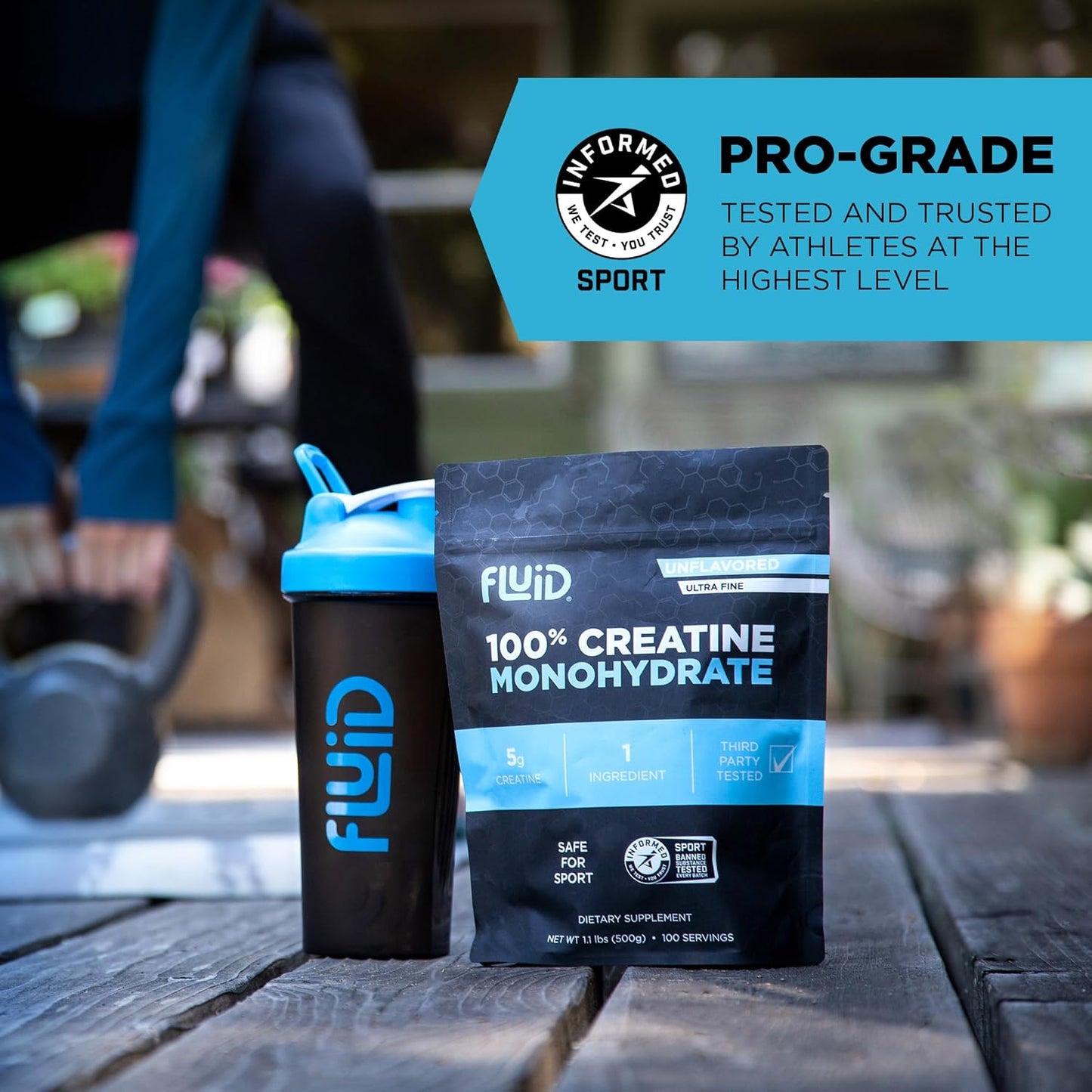 100% Creatine Monohydrate Powder - Unflavored, Informed Sport Certified - 5g per Serving, 100 Servings