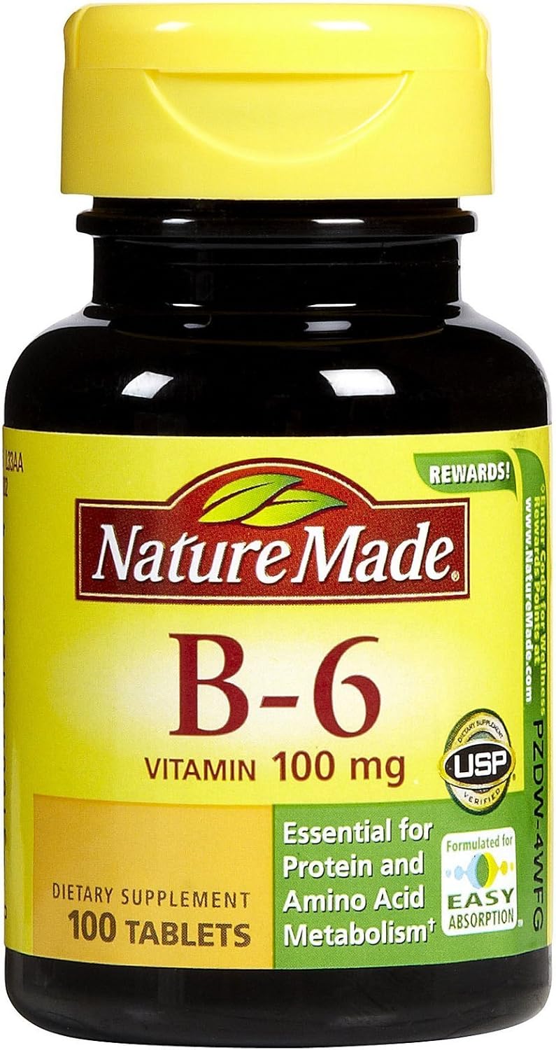 100 ct Nature Made Vitamin B6 Tablets, 100 mg - Essential Daily Supplement for Health