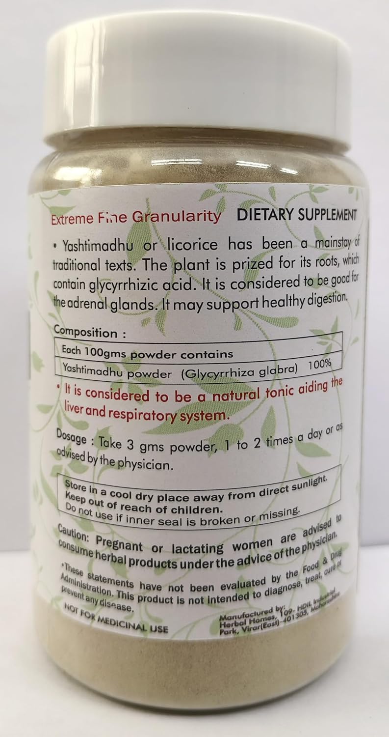 100 Gm Ayurvedic Yashtimadhu Powder | Licorice Root Powder Glycyrrhiza glabra | Immunity Support | Vegan & Gluten Free