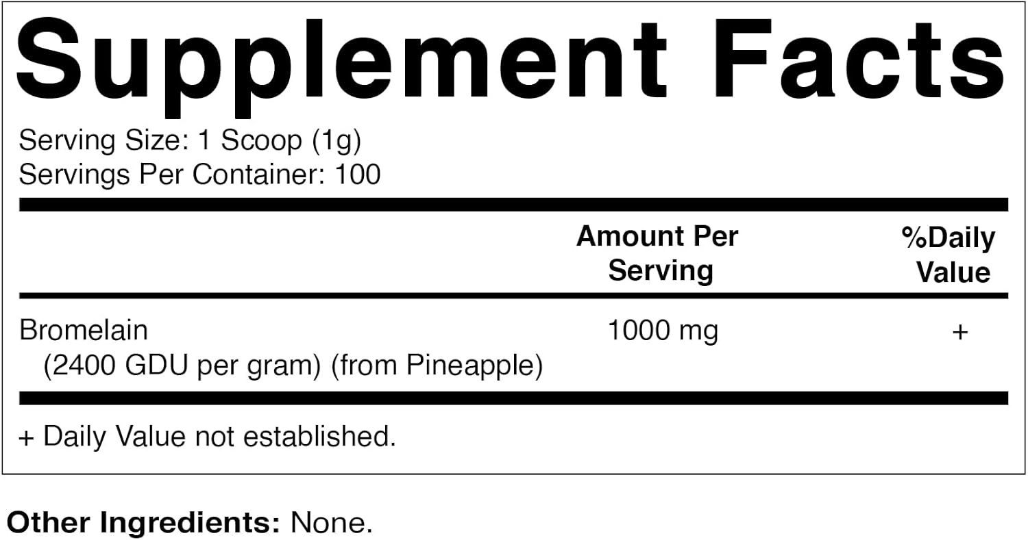 100 Grams of Vitamatic Bromelain Powder - 100 Servings, 1000mg per Serving, 2400 GDU/g, Proteolytic Enzymes for Protein Digestion