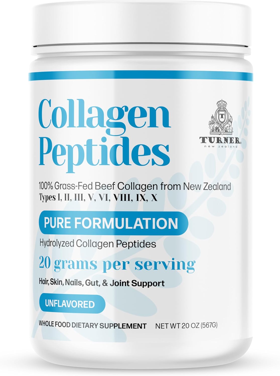 100% Grass-Fed Beef Bone Collagen Powder from New Zealand - Unflavored, 20 oz