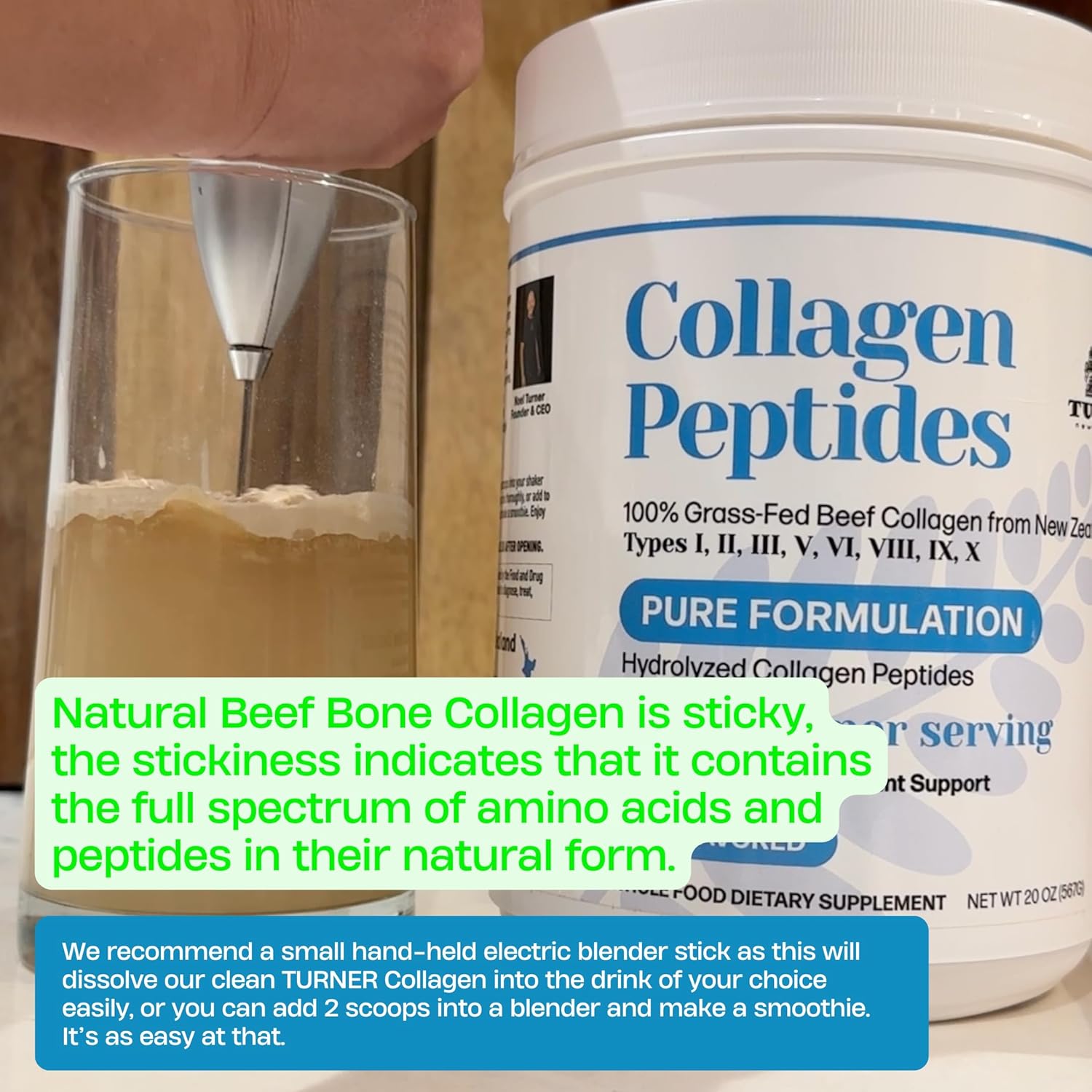 100% Grass-Fed Beef Bone Collagen Powder from New Zealand - Unflavored, 20 oz