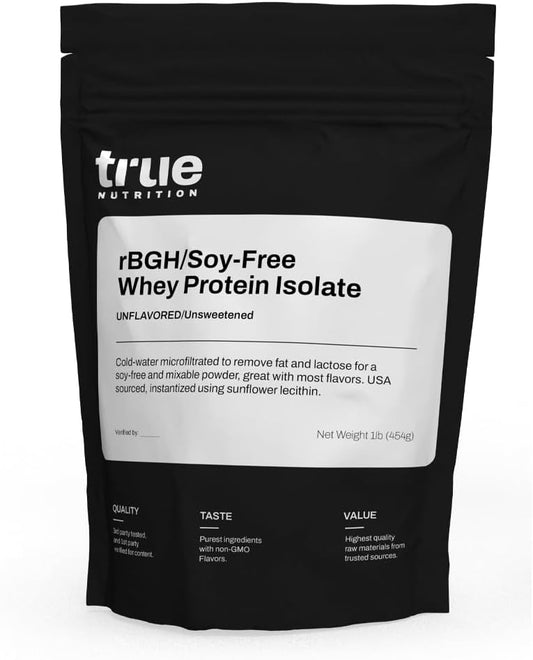 100% Grass Fed Whey Protein Isolate - Free of rBGH and Soy - Essential Amino Acids - No Hormones/ Antibiotics - 1 lb Unflavored/Unsweetened