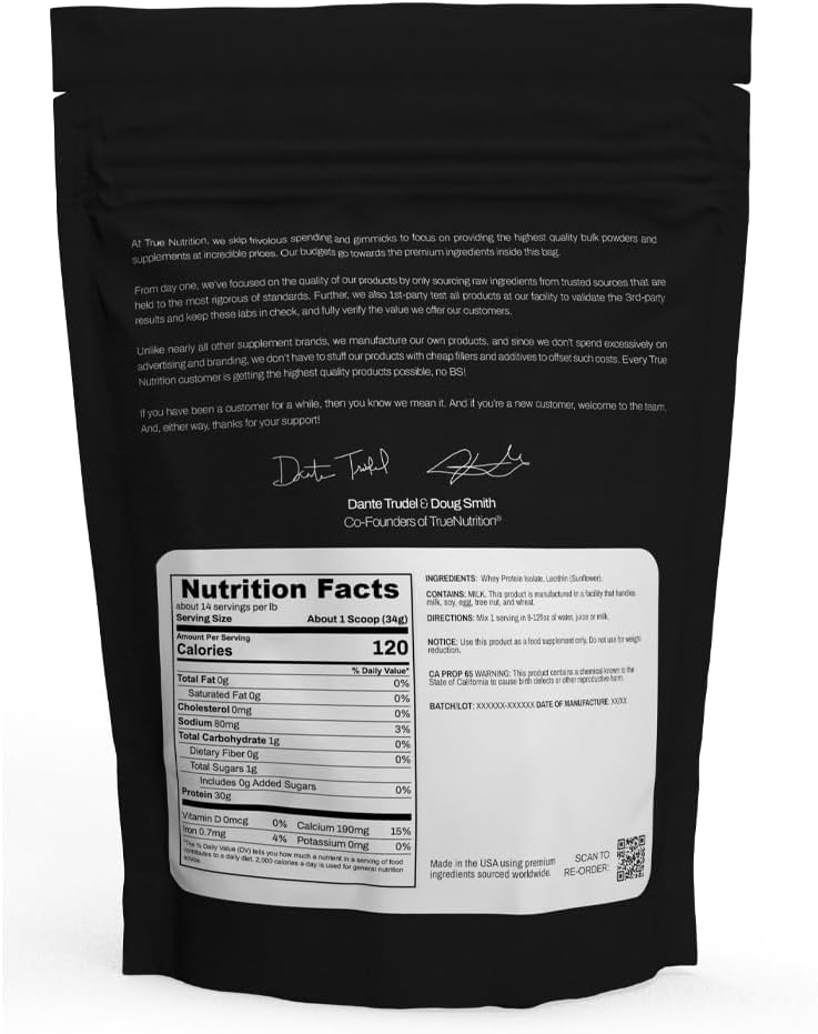 100% Grass Fed Whey Protein Isolate - Free of rBGH and Soy - Essential Amino Acids - No Hormones/ Antibiotics - 1 lb Unflavored/Unsweetened